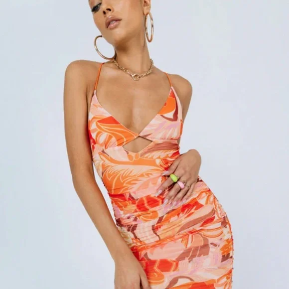 white christmas dresses Sanaya Keyhole Halter Mini Dress | Orange | Womens